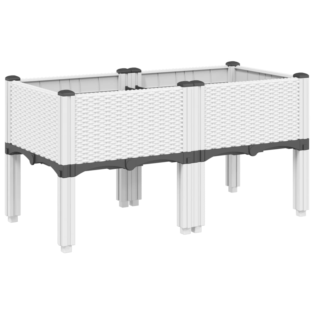 Plantekasse med ben hvit 80x40x42 cm PP