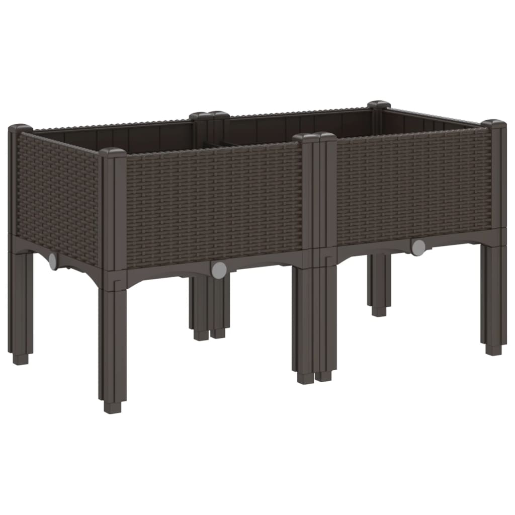 Plantekasse med ben brun 80x40x42 cm PP