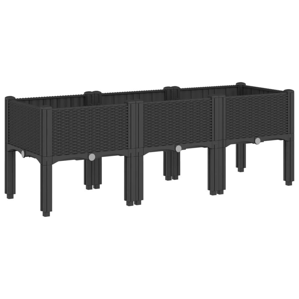 Plantekasse med ben svart 120x40x42 cm PP