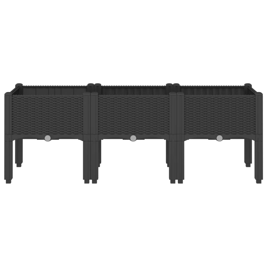 Plantekasse med ben svart 120x40x42 cm PP