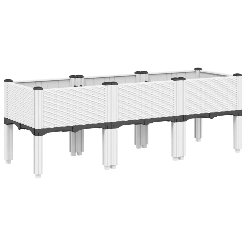Plantekasse med ben hvit 120x40x42 cm PP