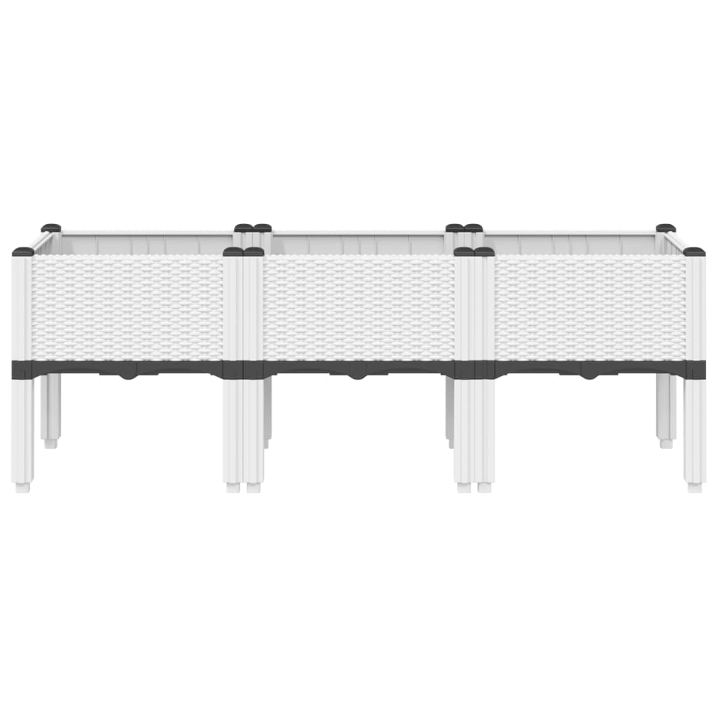 Plantekasse med ben hvit 120x40x42 cm PP