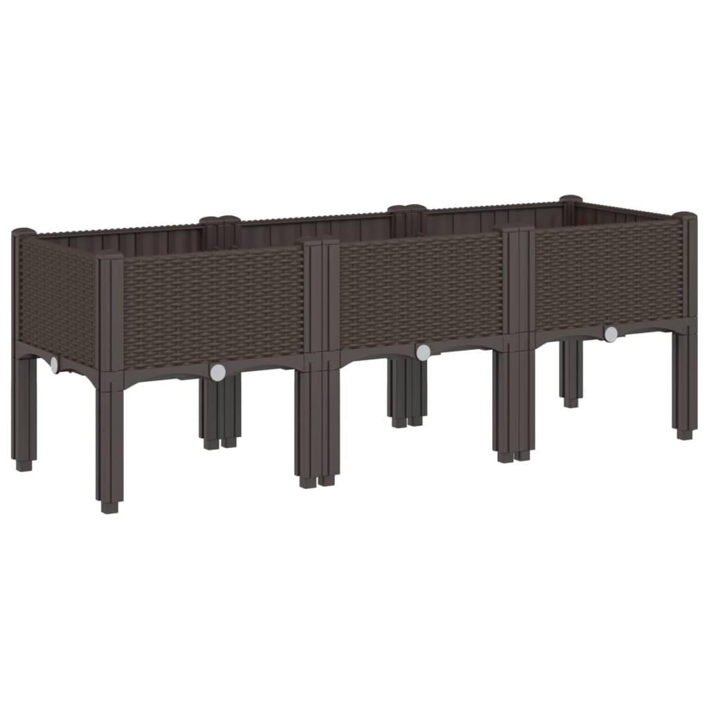 Plantekasse med ben brun 120x40x42 cm PP