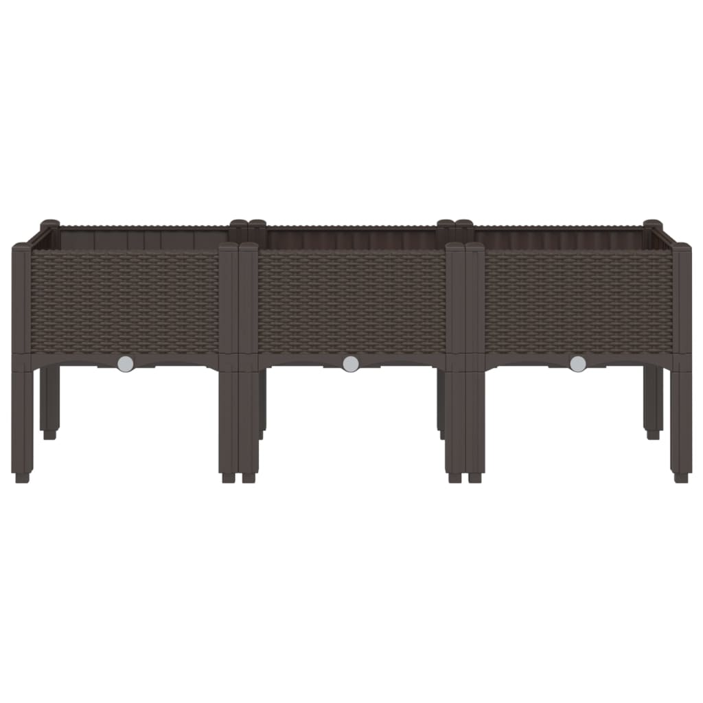 Plantekasse med ben brun 120x40x42 cm PP