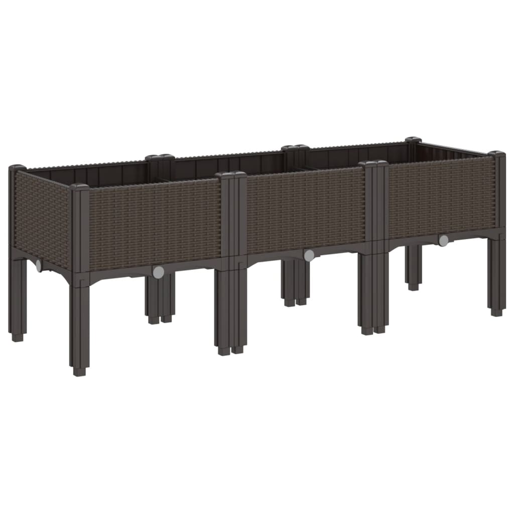 Plantekasse med ben brun 120x40x42 cm PP