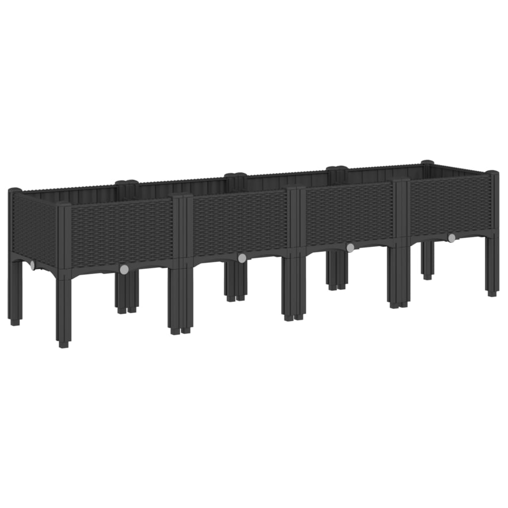 Plantekasse med ben svart 160x40x42 cm PP