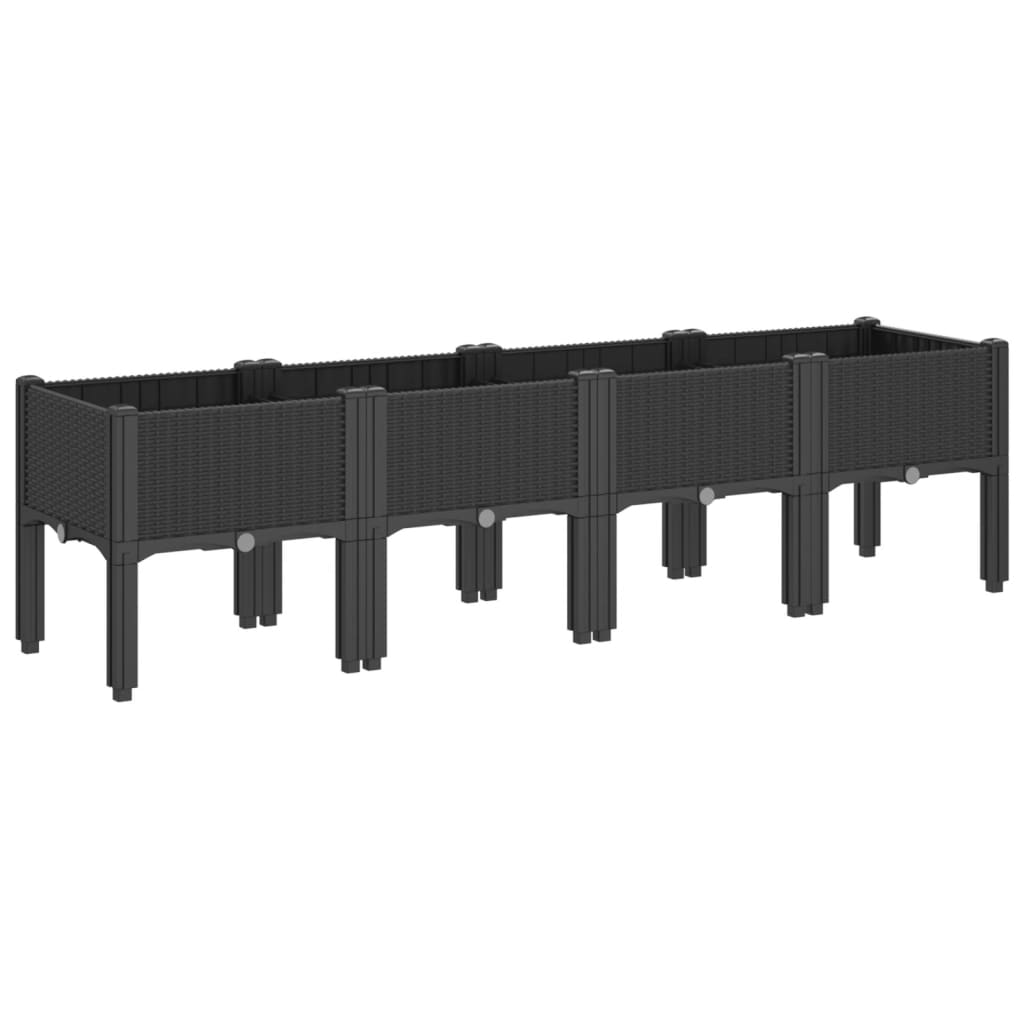 Plantekasse med ben svart 160x40x42 cm PP