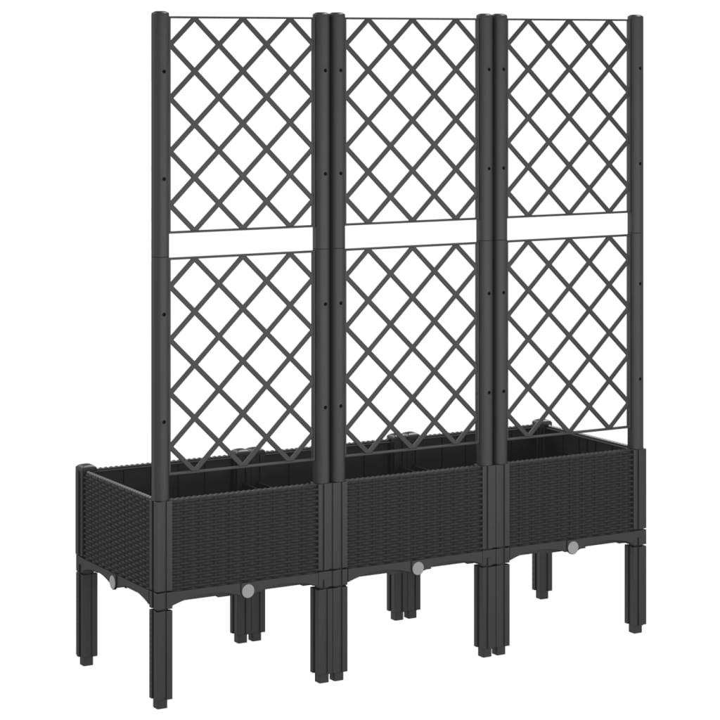 Plantekasse med espalier svart 120x40x142 cm PP
