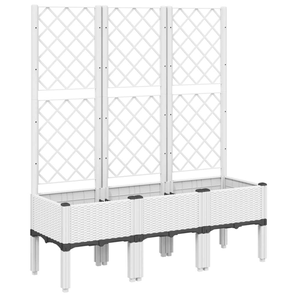 Plantekasse med espalier hvit 120x40x142 cm PP