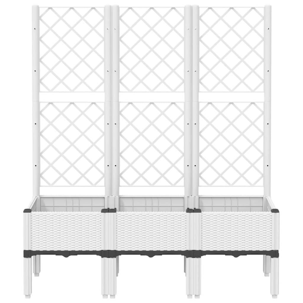 Plantekasse med espalier hvit 120x40x142 cm PP