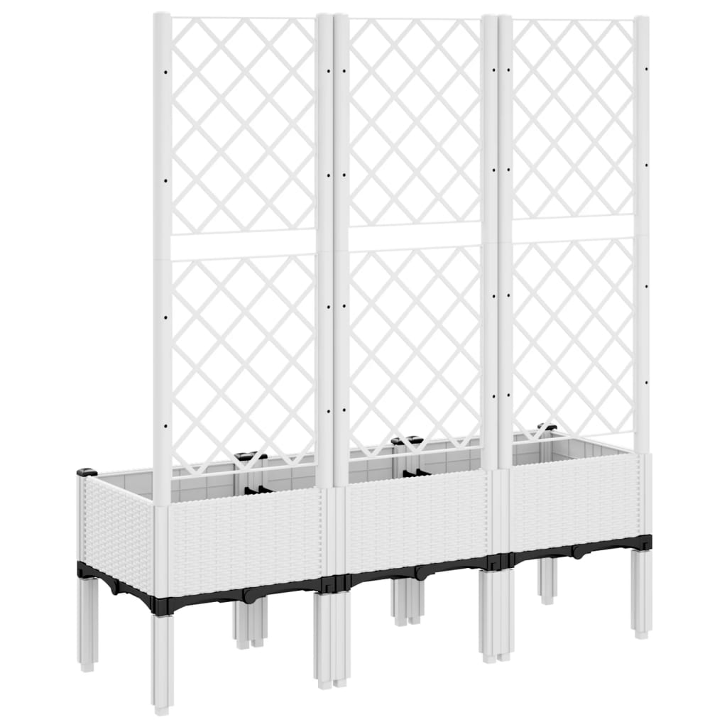 Plantekasse med espalier hvit 120x40x142 cm PP