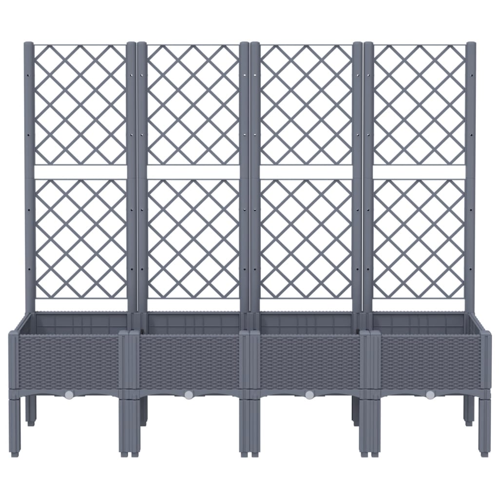 Plantekasse med espalier blågrå 160x40x142 cm PP
