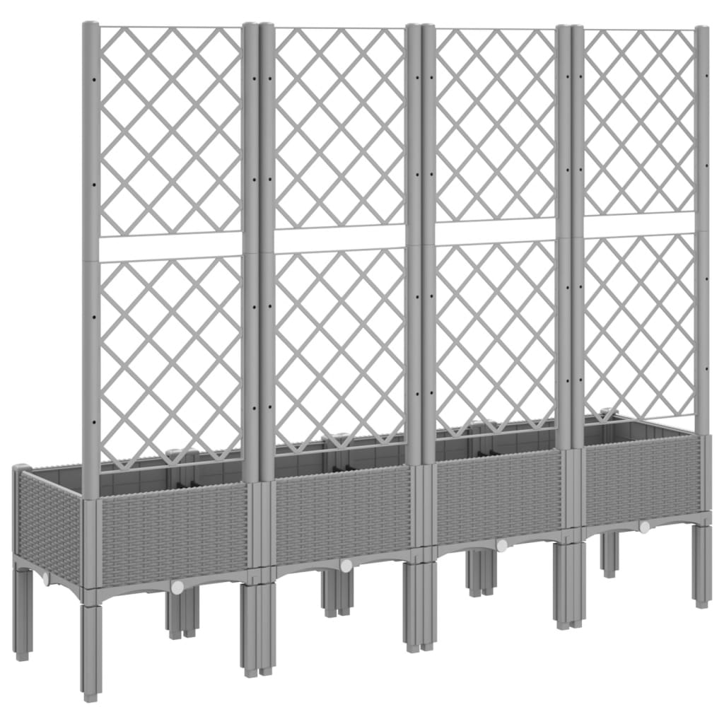 Plantekasse med espalier lysegrå 160x40x142 cm PP