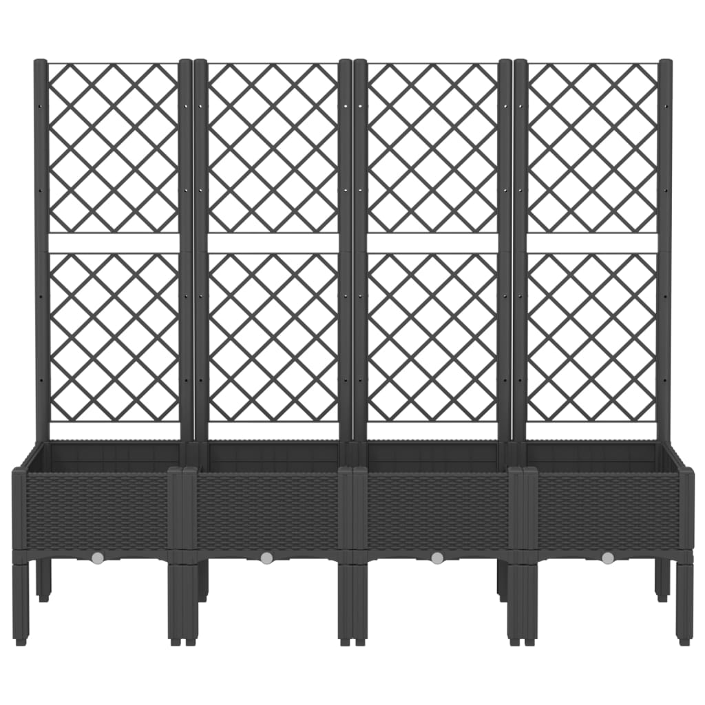 Plantekasse med espalier svart 160x40x142 cm PP