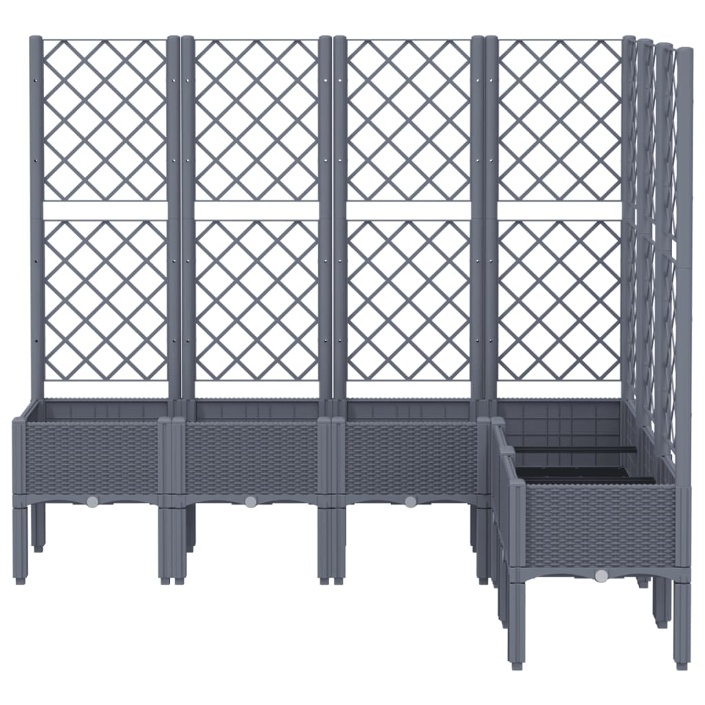 Plantekasse med espalier blågrå 160x120x142 cm PP