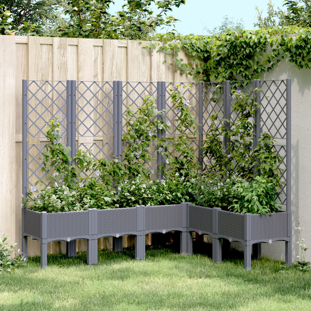 Plantekasse med espalier blågrå 160x120x142 cm PP