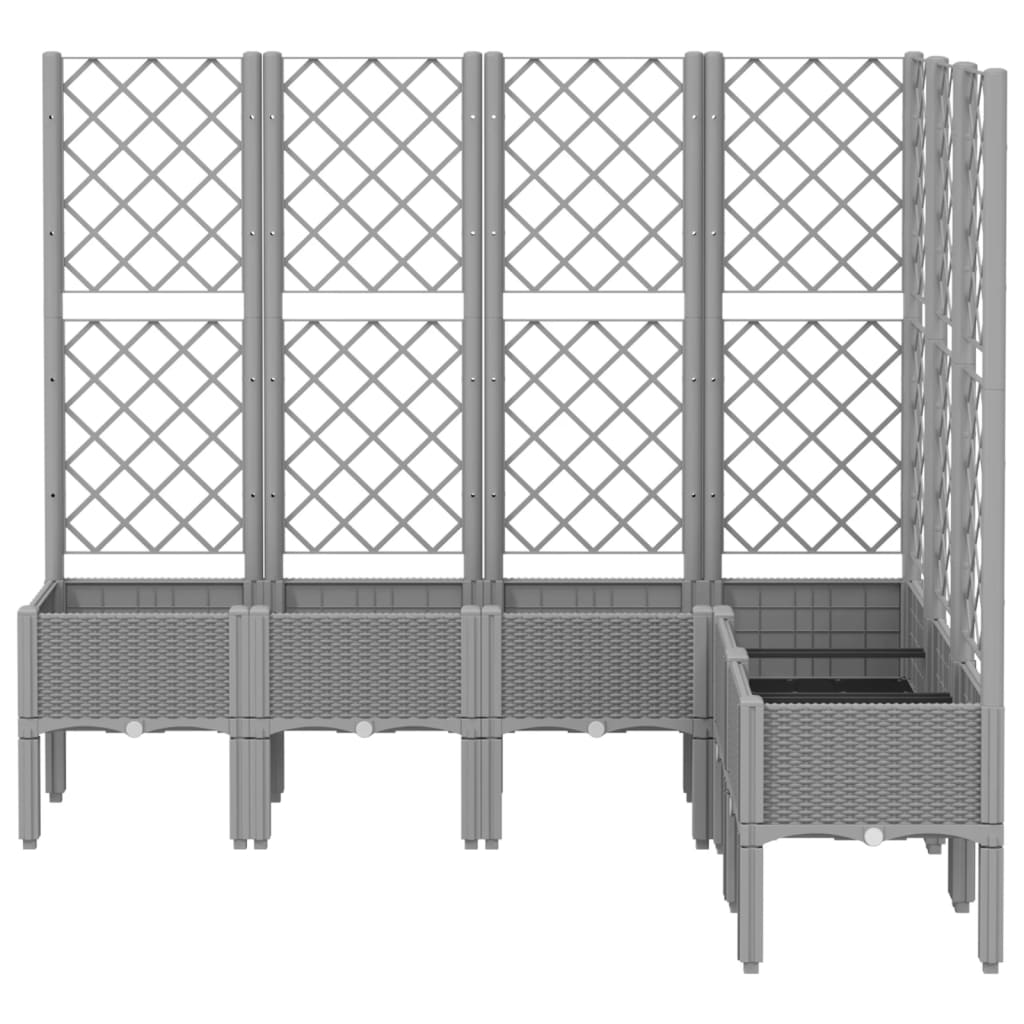 Plantekasse med espalier lysegrå 160x120x142 cm PP