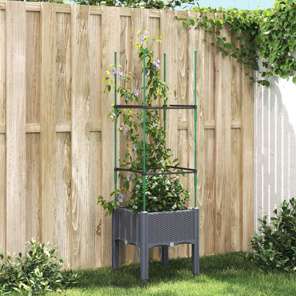 Plantekasse med espalier blågrå 40x40x142,5 cm PP