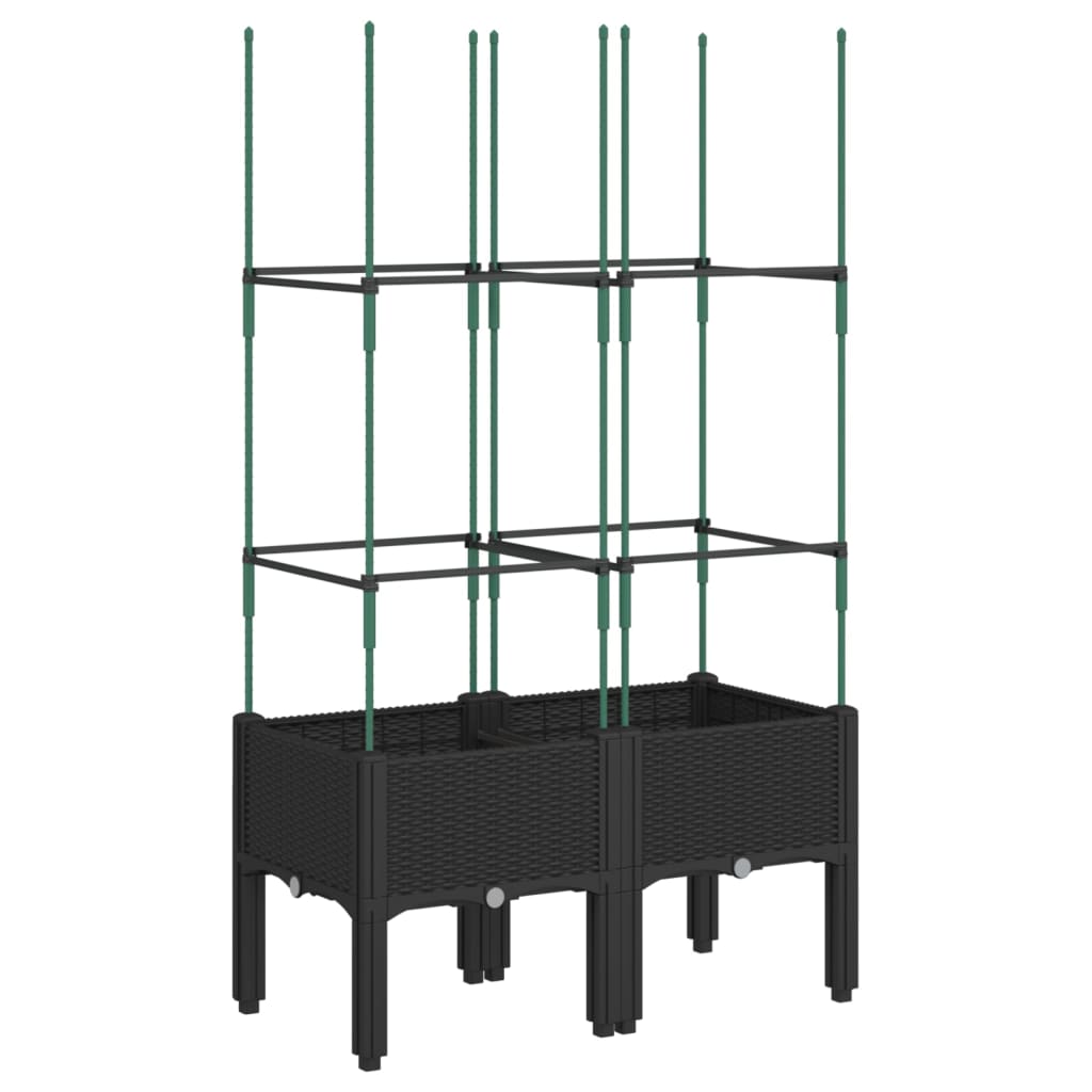 Plantekasse med espalier svart 80x40x142,5 cm PP