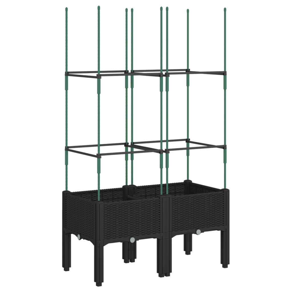 Plantekasse med espalier svart 80x40x142,5 cm PP