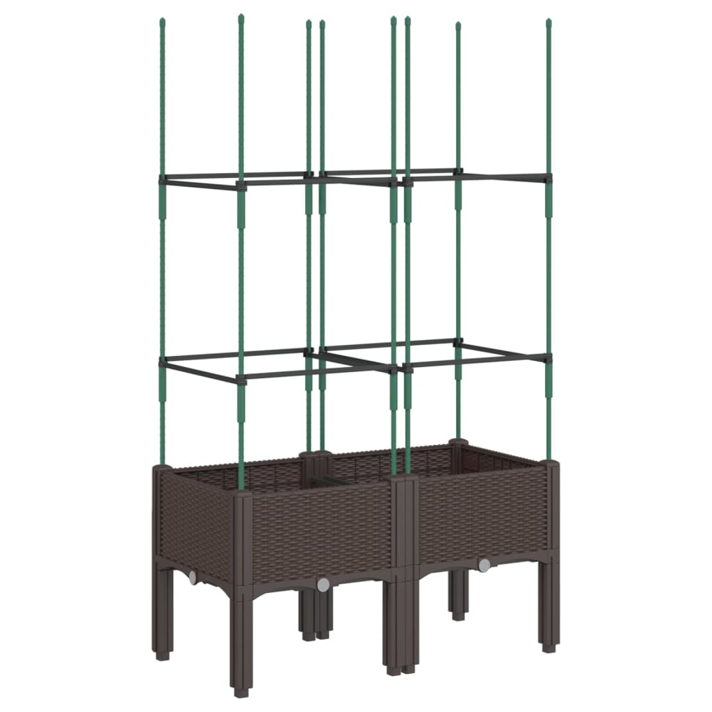 Plantekasse med espalier brun 80x40x142,5 cm PP