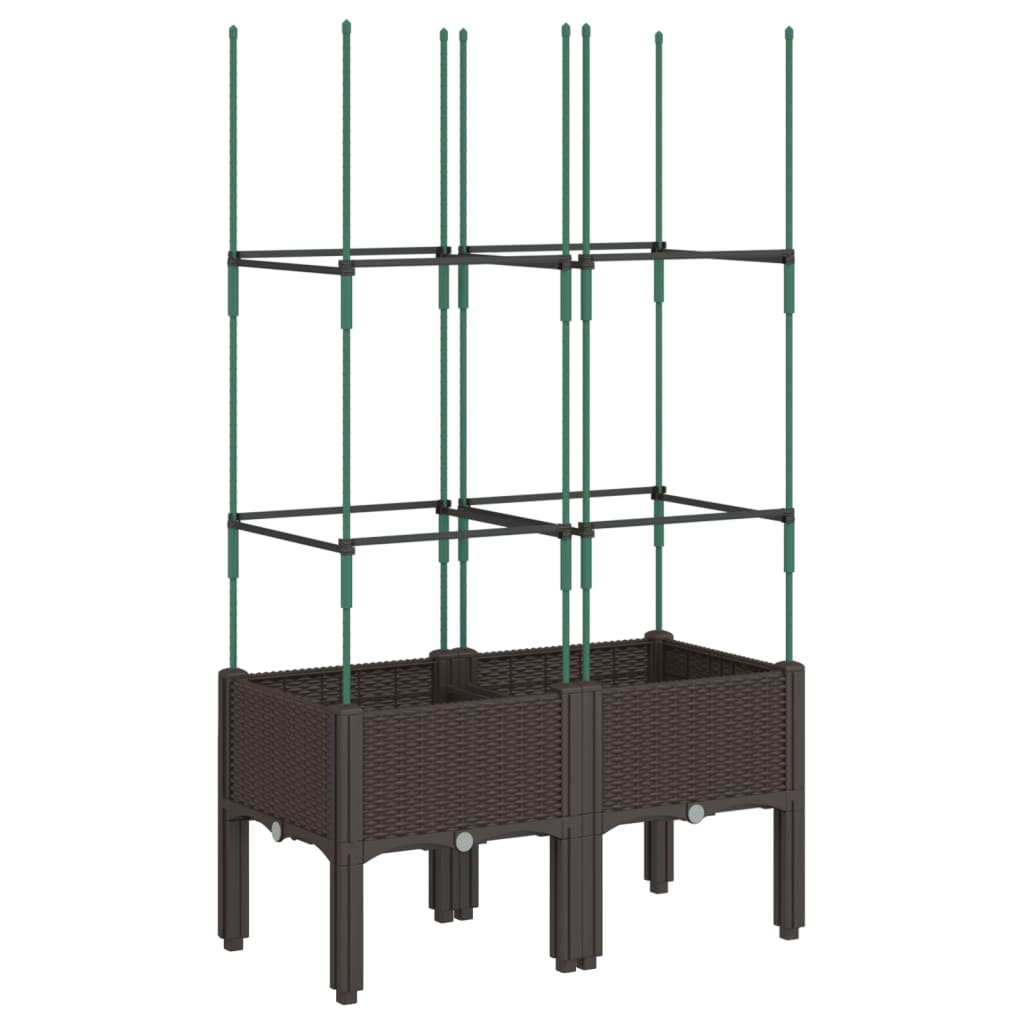 Plantekasse med espalier brun 80x40x142,5 cm PP