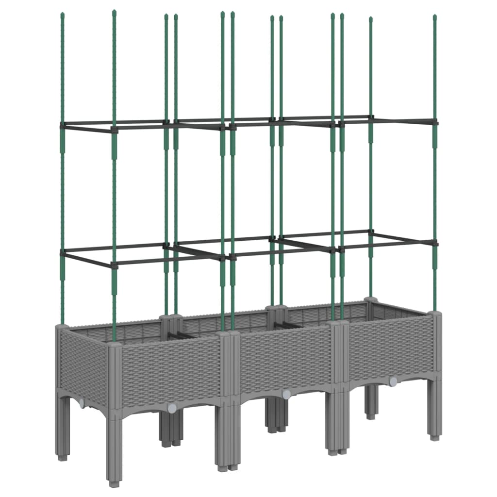 Plantekasse med espalier lysegrå 120x40x142,5 cm PP