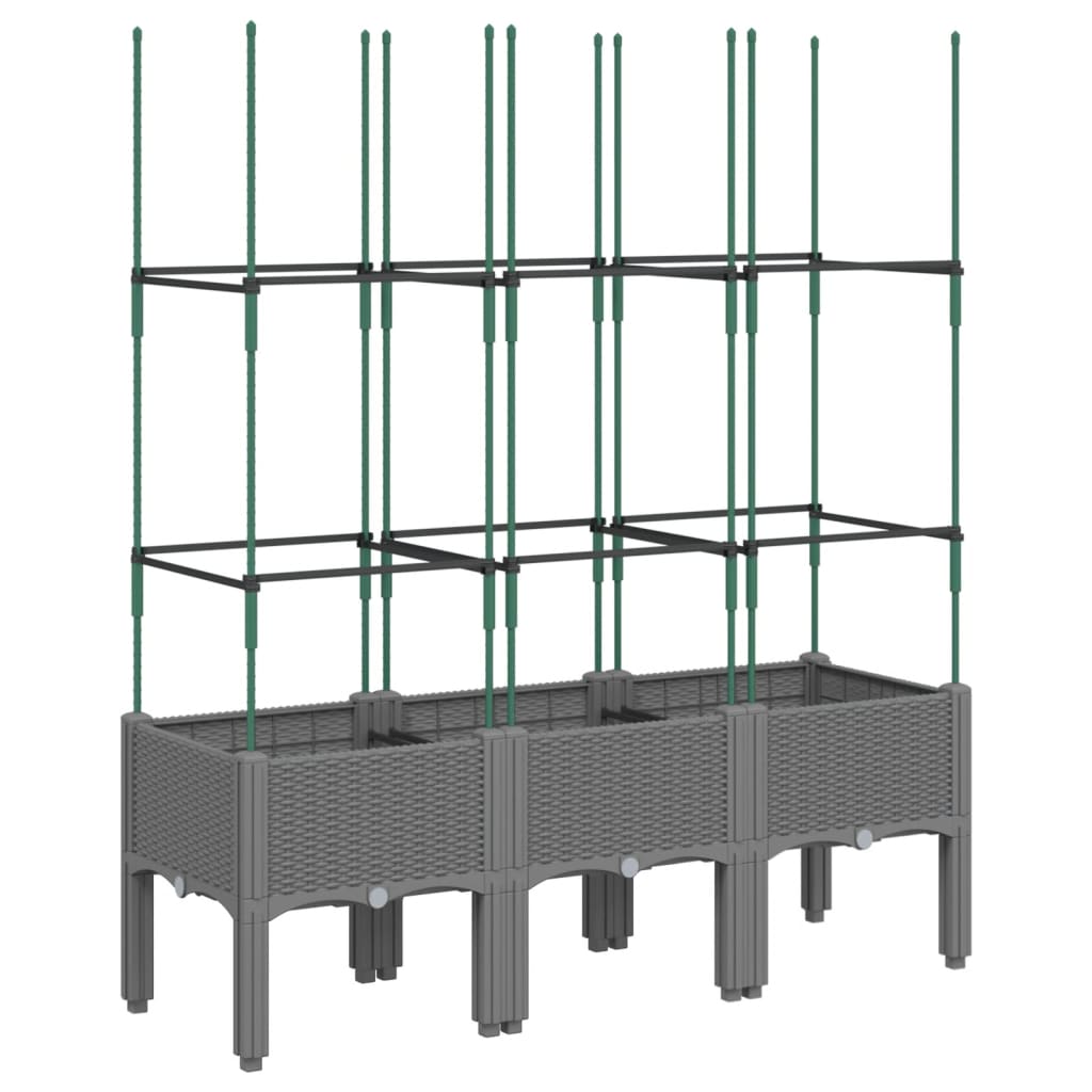 Plantekasse med espalier lysegrå 120x40x142,5 cm PP