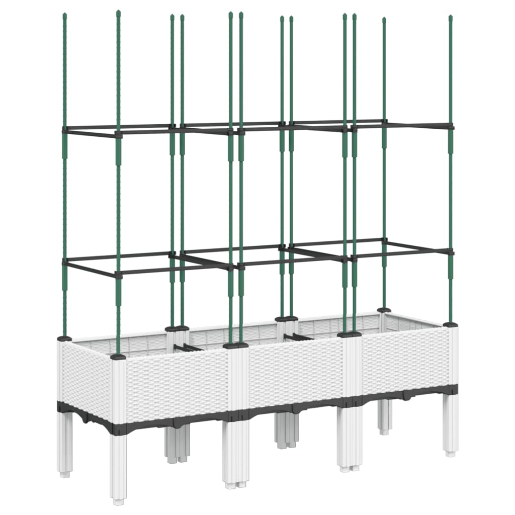 Plantekasse med espalier hvit 120x40x142,5 cm PP