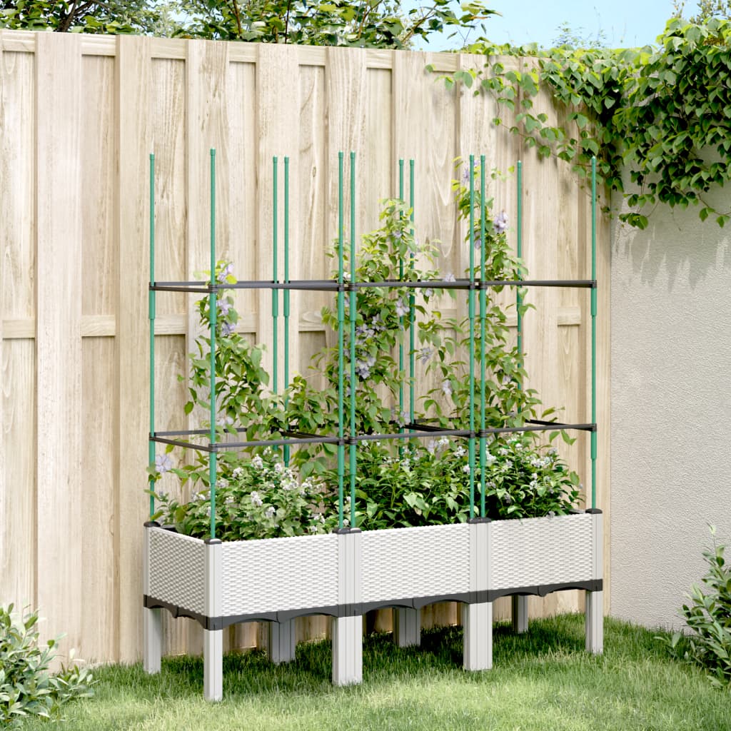 Plantekasse med espalier hvit 120x40x142,5 cm PP