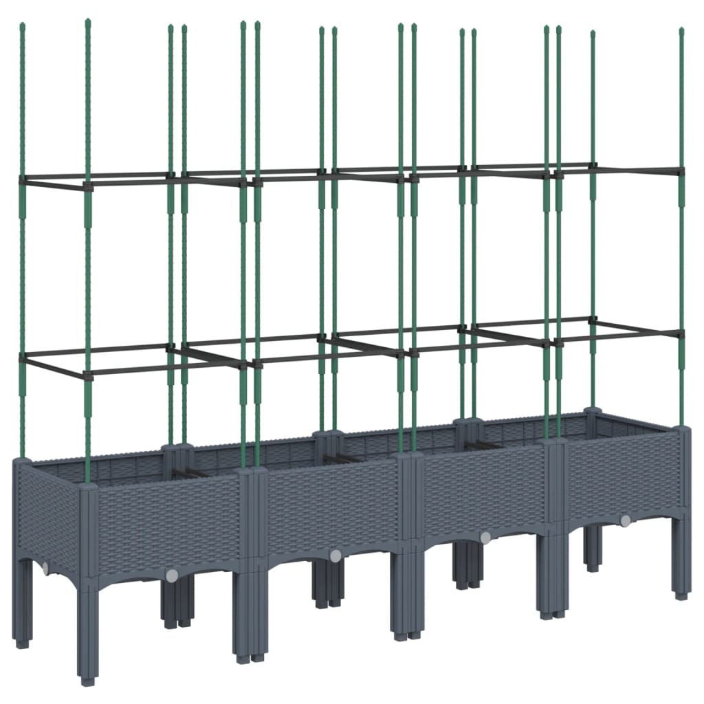 Plantekasse med espalier blågrå 160x40x142,5 cm PP