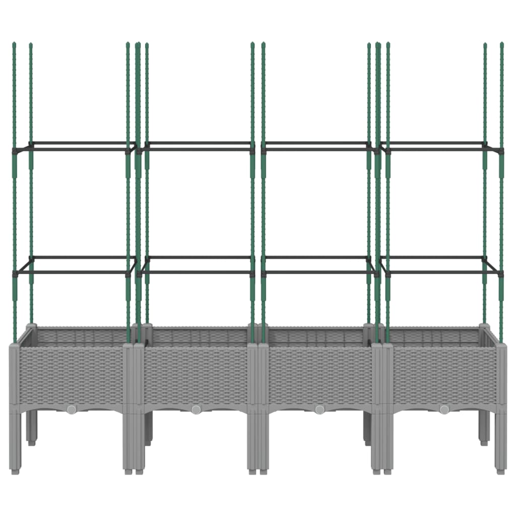 Plantekasse med espalier lysegrå 160x40x142,5 cm PP