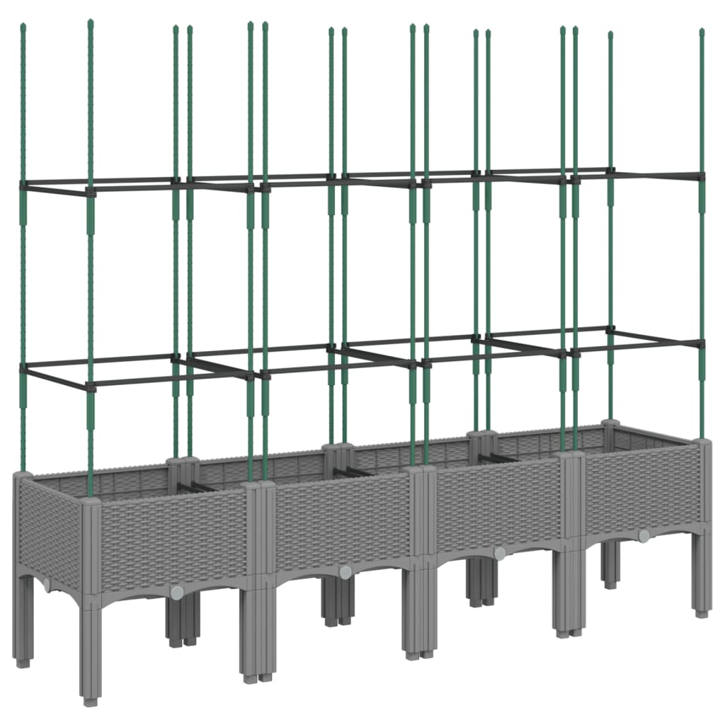 Plantekasse med espalier lysegrå 160x40x142,5 cm PP