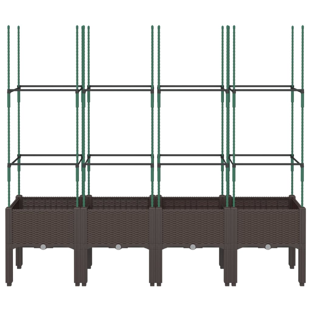 Plantekasse med espalier brun 160x40x142,5 cm PP