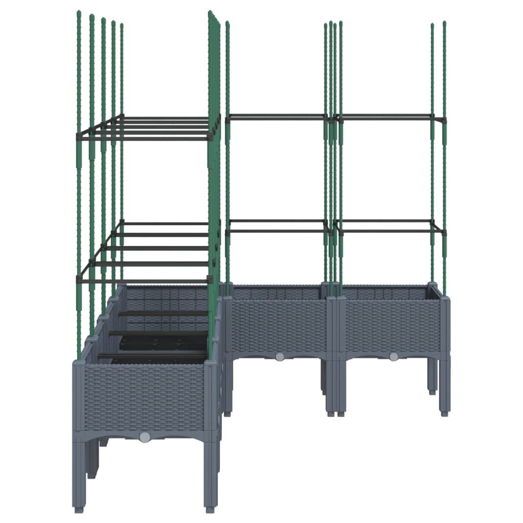 Plantekasse med espalier blågrå 160x120x142,5 cm PP