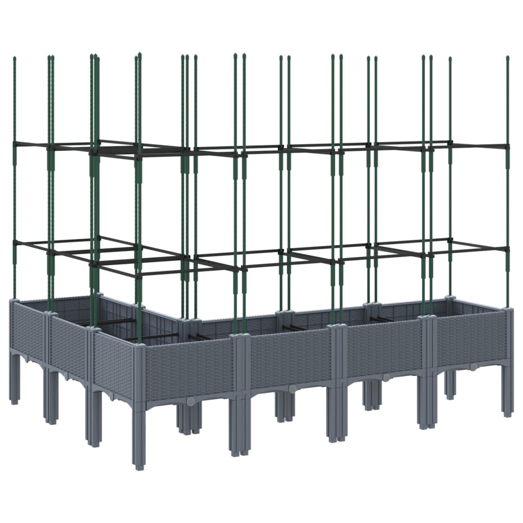 Plantekasse med espalier blågrå 160x120x142,5 cm PP