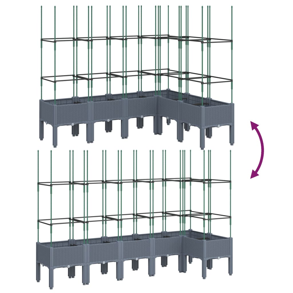 Plantekasse med espalier blågrå 160x120x142,5 cm PP