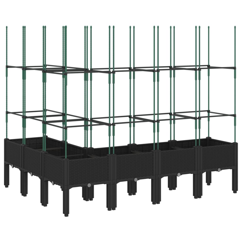 Plantekasse med espalier svart 160x120x142,5 cm PP
