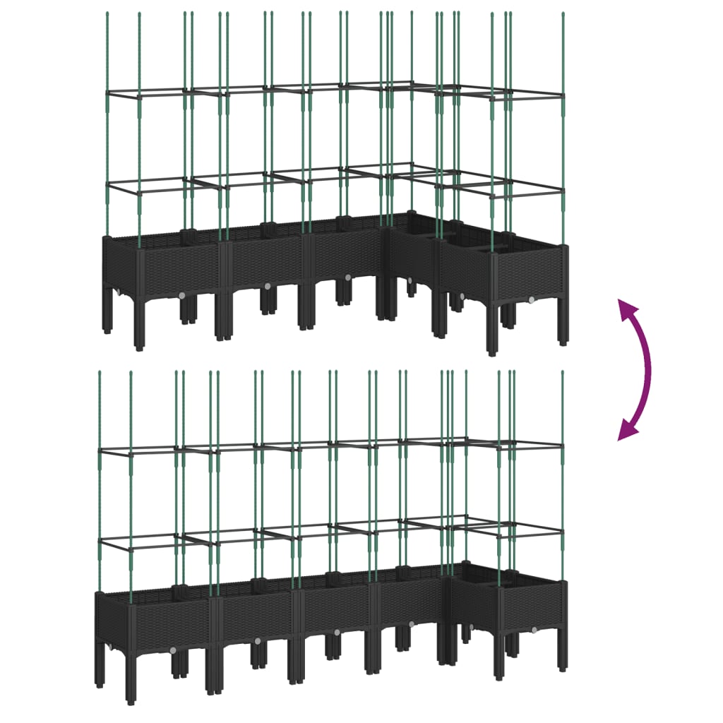 Plantekasse med espalier svart 160x120x142,5 cm PP