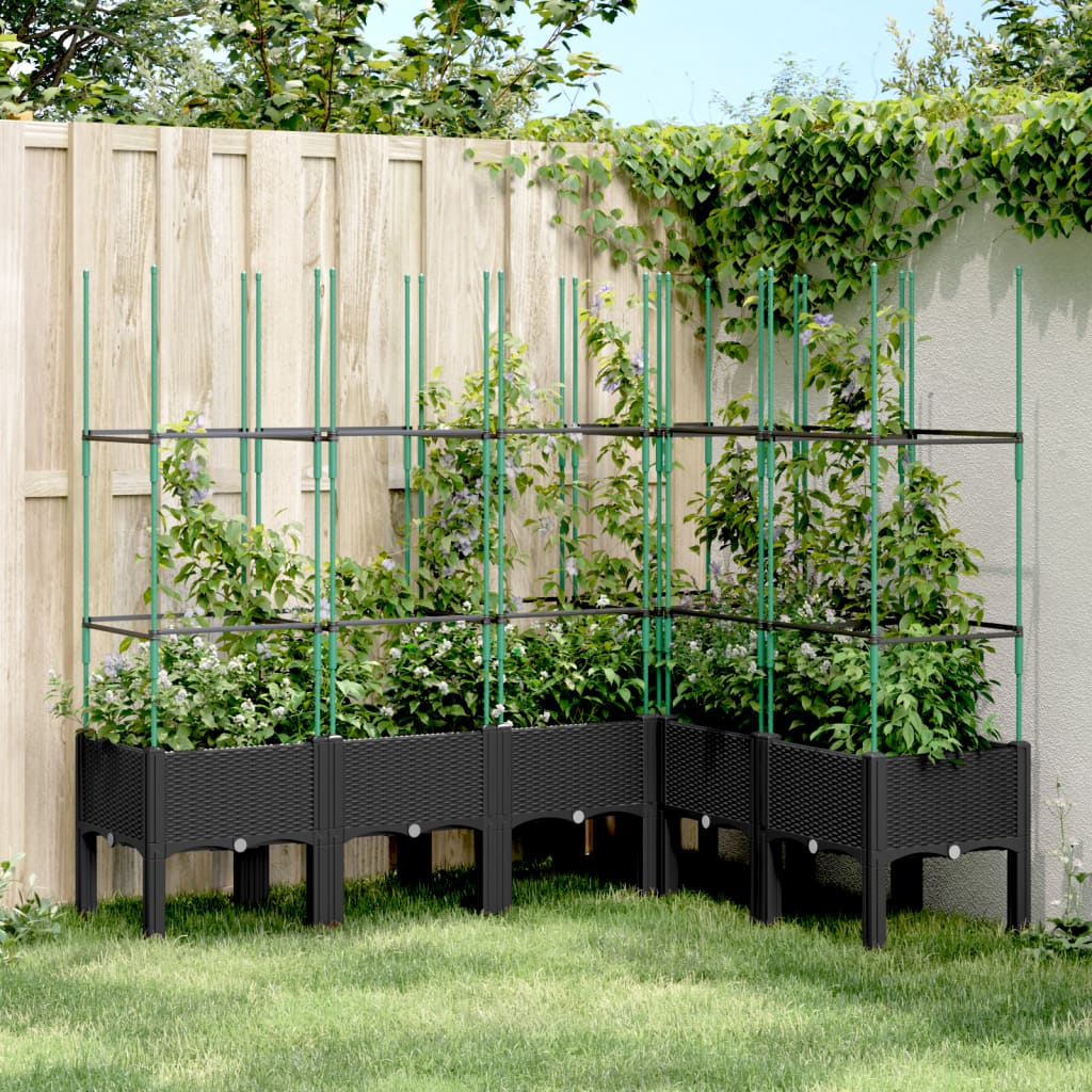 Plantekasse med espalier svart 160x120x142,5 cm PP