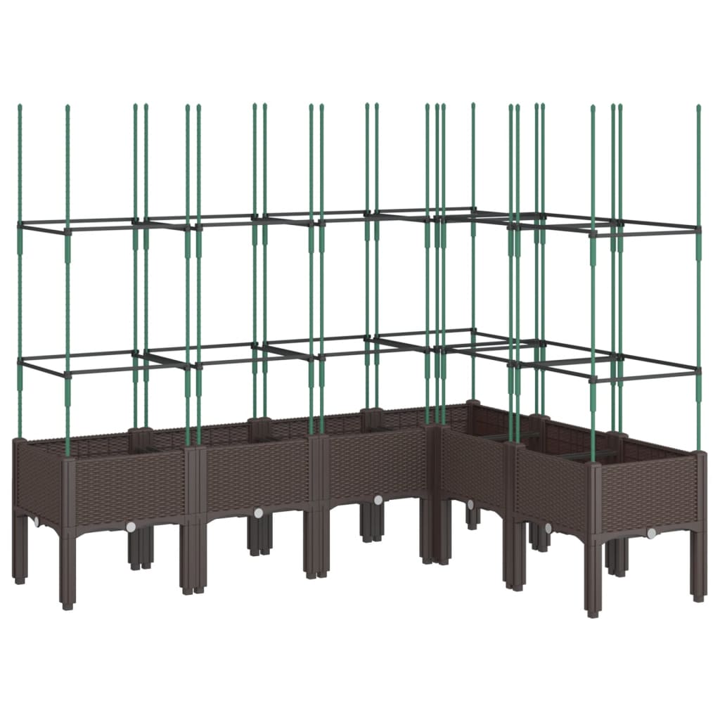 Plantekasse med espalier brun 160x120x142,5 cm PP