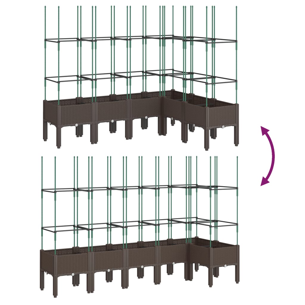 Plantekasse med espalier brun 160x120x142,5 cm PP
