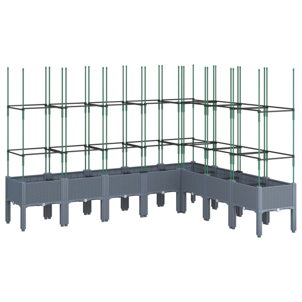 Plantekasse med espalier blågrå 200x160x142,5 cm PP