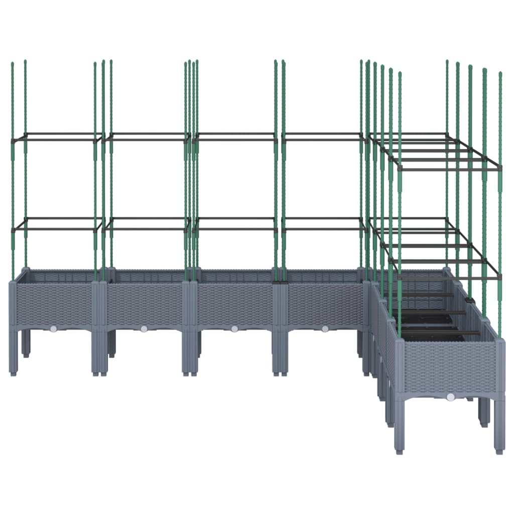Plantekasse med espalier blågrå 200x160x142,5 cm PP