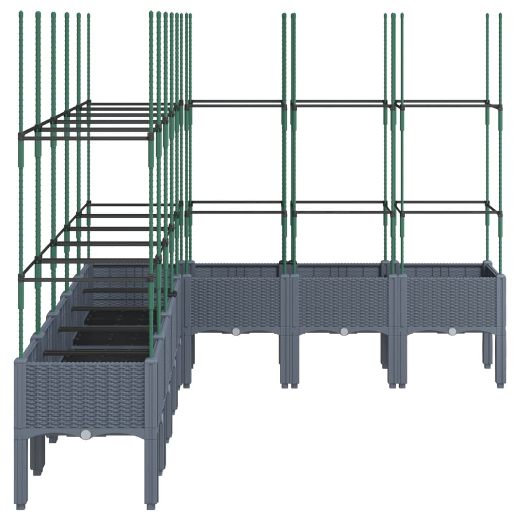 Plantekasse med espalier blågrå 200x160x142,5 cm PP