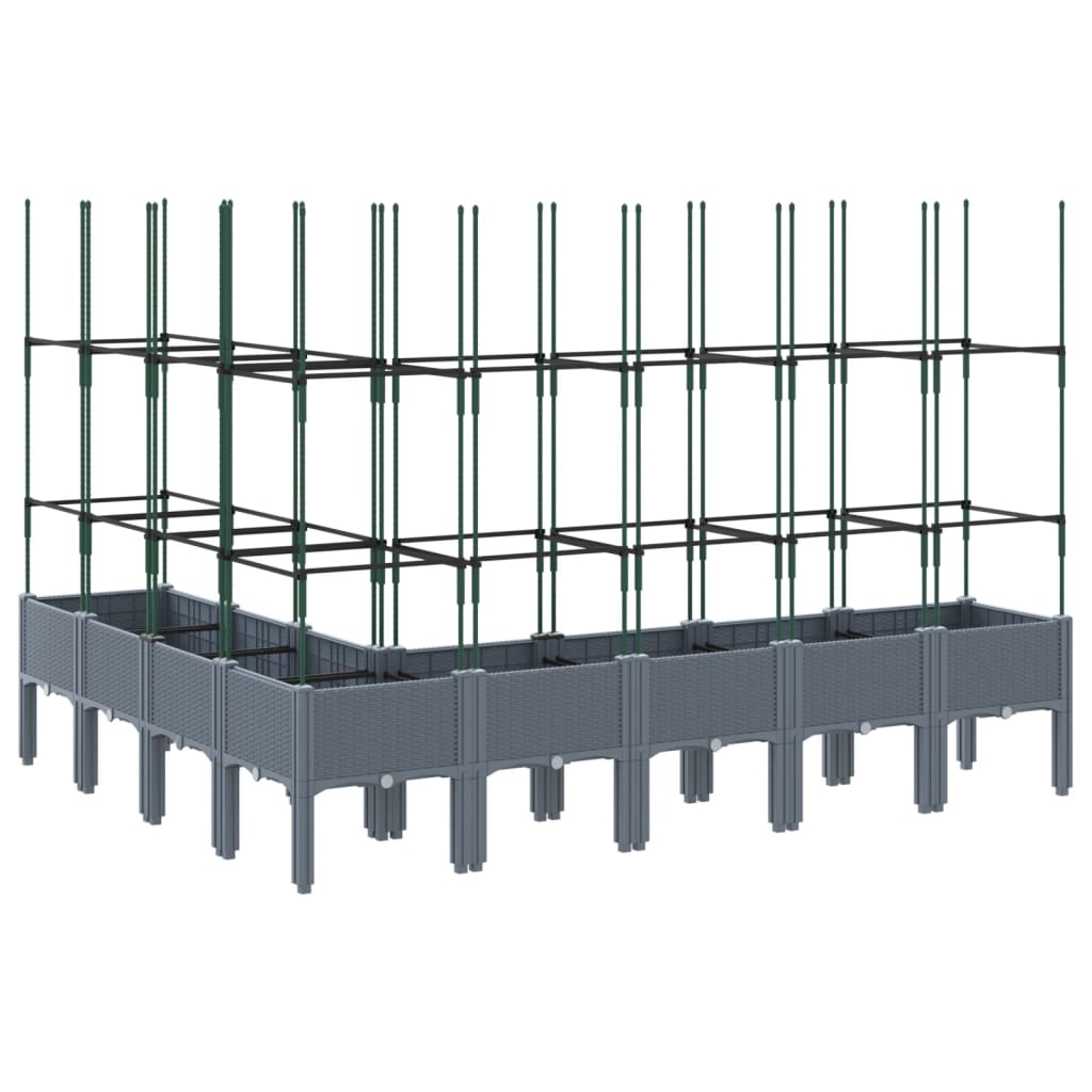 Plantekasse med espalier blågrå 200x160x142,5 cm PP