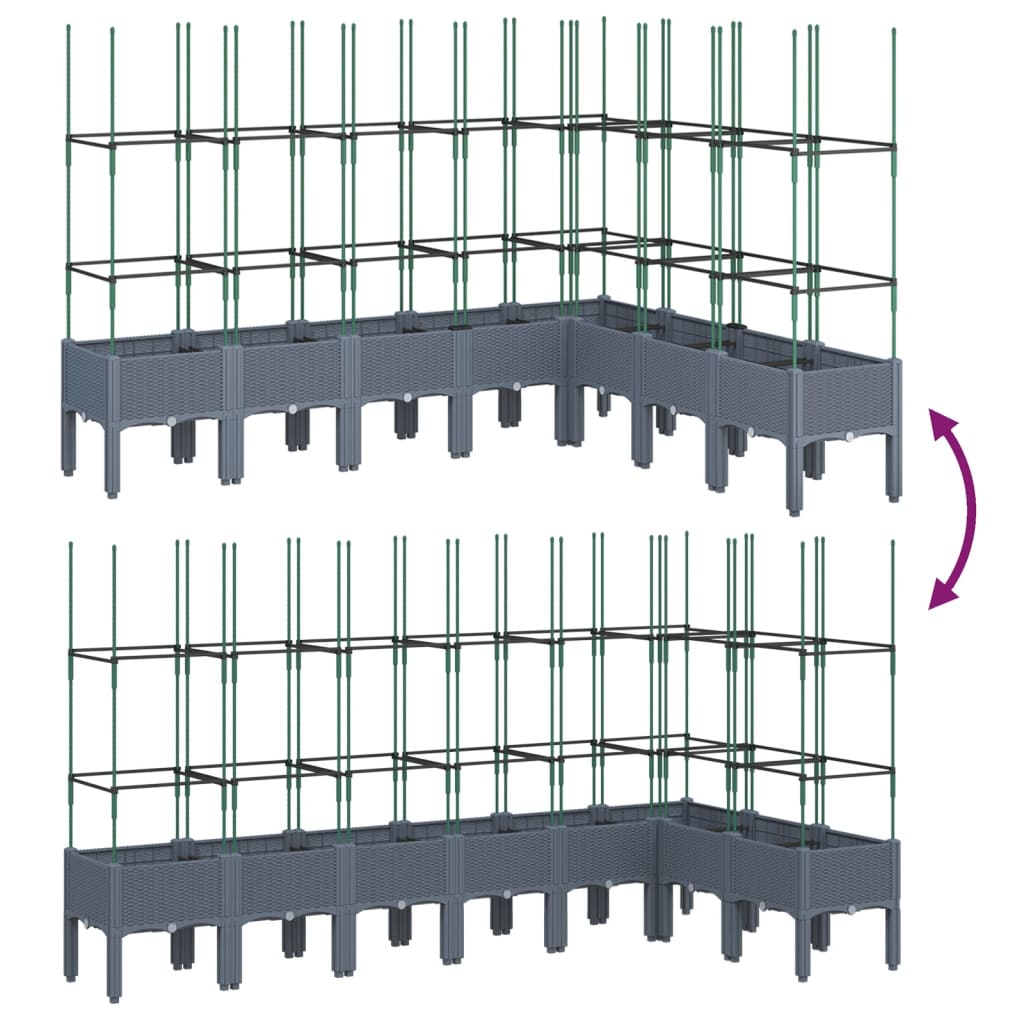 Plantekasse med espalier blågrå 200x160x142,5 cm PP