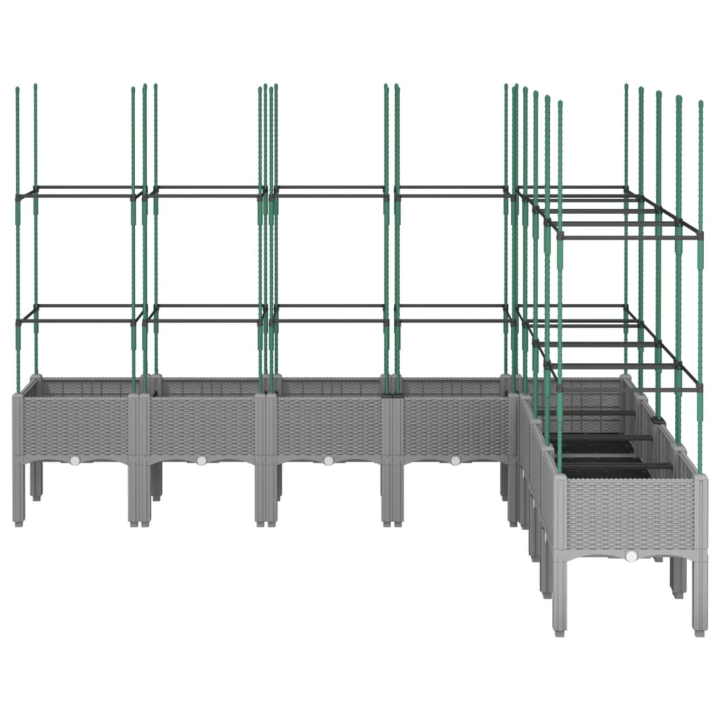Plantekasse med espalier lysegrå 200x160x142,5 cm PP