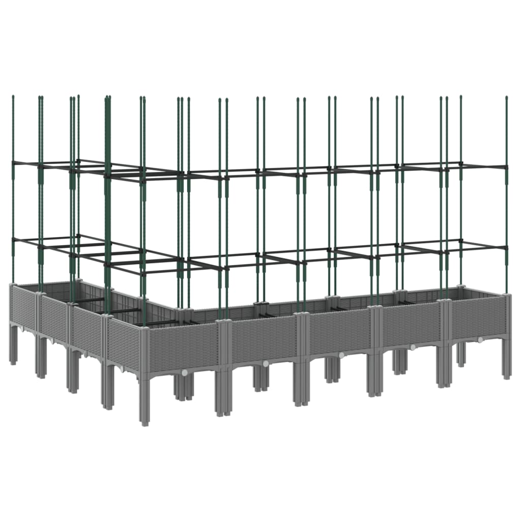 Plantekasse med espalier lysegrå 200x160x142,5 cm PP