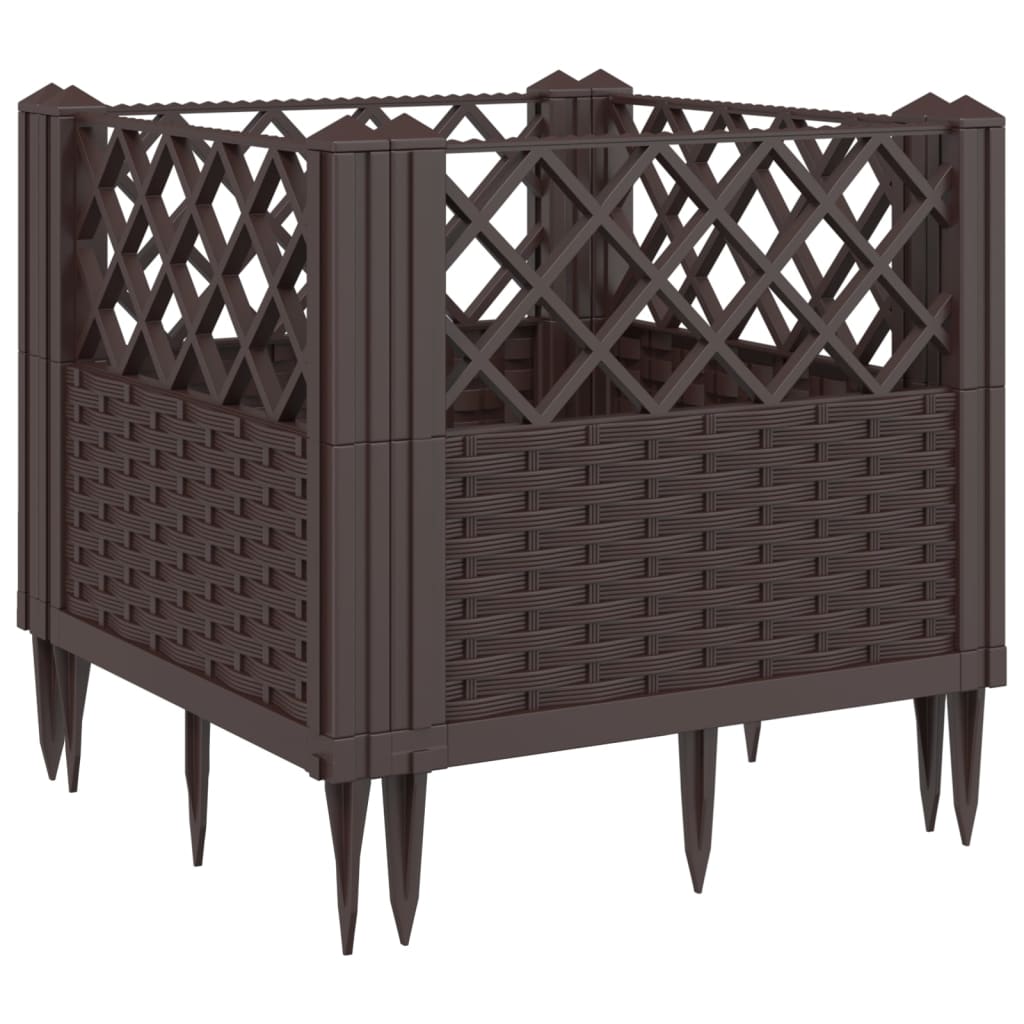 Plantekasse med plugger brun 43,5x43,5x43,5 cm PP
